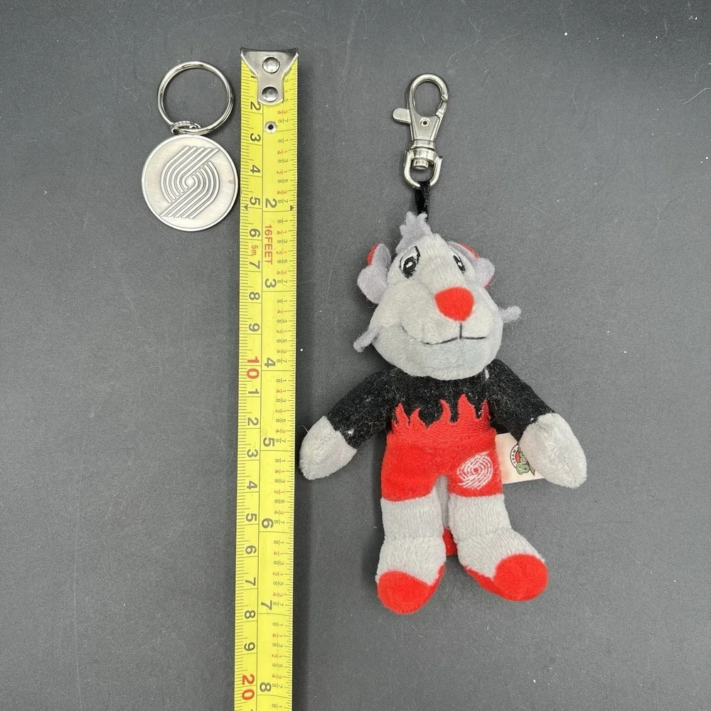Portland Trail Blazers Keychain Basketball Blaze Cat Plush & Medal ~ Set of 2